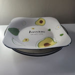 Avocado Enjoy Life Plate Bowl Dish Set 3 Piece Raise Side Green Ceramic Toast