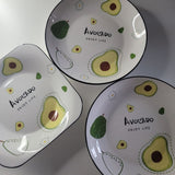 Avocado Enjoy Life Plate Bowl Dish Set 3 Piece Raise Side Green Ceramic Toast