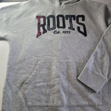 Roots Kids Hoodie Plaid Letters Gray Childs Youth Large 9 10 Long Sweatshirt