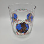 Rudolph Red Nosed Reindeer Glasses Set of 2 Vintage Clear Blue Holiday Christmas