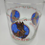 Rudolph Red Nosed Reindeer Glasses Set of 2 Vintage Clear Blue Holiday Christmas