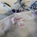 Candies Ruffle Tank Floral Chiffon Blue Purple Womens Large Spaghetti Strap