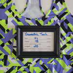 Fitness Tank Top Activewear Racerbavk Geometric Blue Green Womens XL Neon Run