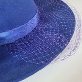 Lancaster Womens Hat Blue Netting Brim Ribbon Made USA Lightweight Derby Church