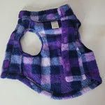 Fleece Fluffy Dog Coat Sweater Medium Tiny Collar Purple Blue Soft Little Puppy