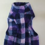 Fleece Fluffy Dog Coat Sweater Medium Tiny Collar Purple Blue Soft Little Puppy