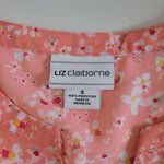 Liz Claiborne Sheer Pink Floral Blouse Lightweight Womens Size Small Melon