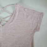 ana Pink Heathered Shirt V Neckline Back Womens Medium Criss Cross Long Soft