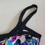 Zero Xposure Tankini Swim Suit Top Blue Purple Leaves Womens 12 Summer Pool Leaf