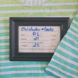 Christopher Banks Petite Tee Shirt Green Horizontal Stripe Womens Large PL Short