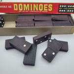 Halsam Double Six Dominoes Set 623 28 Pieces Playskool Black Wood Game Vintage