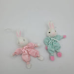 Handmade Bunny Easter Ornament Small Rabbit Felt 3 Inch Bending Ribbon Spring