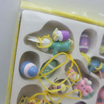 Wooden Ornaments Easter Bunny Rabbit Egg Bird Painted Pail Small Tree Basket