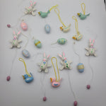 Wooden Ornaments Easter Bunny Rabbit Egg Bird Painted Small Tree Moves Tiny