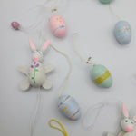 Wooden Ornaments Easter Bunny Rabbit Egg Bird Painted Small Tree Moves Tiny