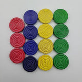 Parcheesi 1982 Wooden Tokens Replacement 15 Piece Green Blue Yellow Red Circle