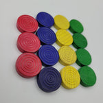 Parcheesi 1982 Wooden Tokens Replacement 15 Piece Green Blue Yellow Red Circle