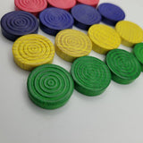 Parcheesi 1982 Wooden Tokens Replacement 15 Piece Green Blue Yellow Red Circle