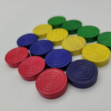 Parcheesi 1982 Wooden Tokens Replacement 15 Piece Green Blue Yellow Red Circle