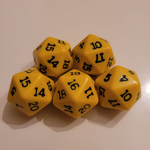 Yellow D20 Dice Replacement Game Piece Dicecapades Set 20 Sided