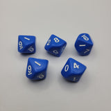 5 Blue Ten Sided Dice Gaming Replacement Pieces Cube Dicecapades White Diamond