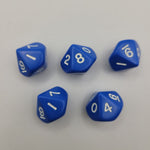 5 Blue Ten Sided Dice Gaming Replacement Pieces Cube Dicecapades White Diamond