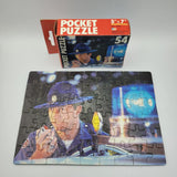 Pocket Puzzle Cop Police Radio Blue State 54 Pieces 5 x 7 Small Tiny Vintage USA