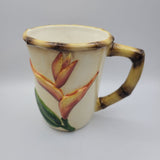 Pacific Rim Tiki Bamboo Mug Coffee Cup Tea Flower Bird Paradise Floral Garden