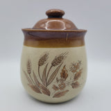 Wheat Cream Sugar Dish Pitcher Set Brown 3.5 Inch Tall Lid Vintage