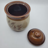 Wheat Cream Sugar Dish Pitcher Set Brown 3.5 Inch Tall Lid Vintage