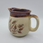 Wheat Cream Sugar Dish Pitcher Set Brown 3.5 Inch Tall Lid Vintage