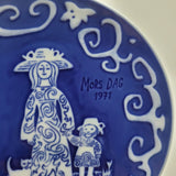 Royal Copenhagen Plate Mors Dag 1971 Mothers Day Blue Children Gift 6 Inch Cat