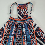 Grever Gute Halter Dress Womems Medium Tribal Patterned Adjustable Orange Bright