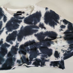 Mono B Cropped Sweatshirt Tie Dye Raw Hem Long Sleeve Crew Neck Womens Medium