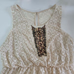 Maurices Plus Dress Womens 2X Doily Eyelet Lace Sleeveless Beaded Sequin Beige