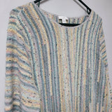 J Jill Confetti Sweater Womens Large Pastels Green Knit