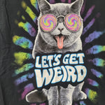 Let's Get Weird Cat Tee Shirt Psychedelic Funky Hippie Mens M Black Kitty