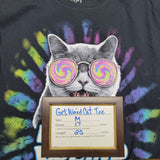 Let's Get Weird Cat Tee Shirt Psychedelic Funky Hippie Mens M Black Kitty