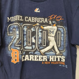 Majestic Detroit Tigers Miguel Cabrera Baseball Tee 2000 Career Hits Blue Mens M