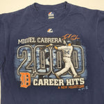 Majestic Detroit Tigers Miguel Cabrera Baseball Tee 2000 Career Hits Blue Mens M