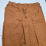 Shinestar Linen Pants Brown Womens Large Short Crop Baggy Lightweight