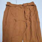 Shinestar Linen Pants Brown Womens Large Short Crop Baggy Lightweight