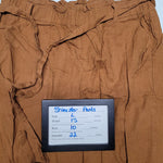 Shinestar Linen Pants Brown Womens Large Short Crop Baggy Lightweight