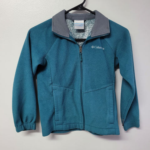 Columbia Fleece Zup Up Teal Blue Green Collar Girls Size Small Childrens School