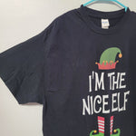Gildan Nice Elf Tee Shirt Christmas Holiday Womens XL Black Naughty Party Funny