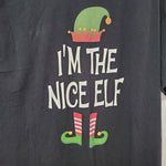 Gildan Nice Elf Tee Shirt Christmas Holiday Womens XL Black Naughty Party Funny