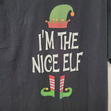 Gildan Nice Elf Tee Shirt Christmas Holiday Womens XL Black Naughty Party Funny