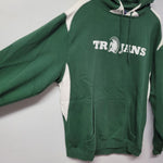 Trojan Hoodie Adult Large School Team Mascot Green WhiteFootball Basketball Fall