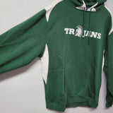 Trojan Hoodie Adult Large School Team Mascot Green WhiteFootball Basketball Fall