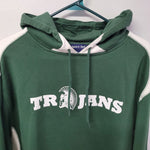 Trojan Hoodie Adult Large School Team Mascot Green WhiteFootball Basketball Fall